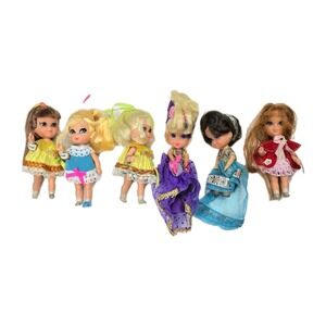 Lot of 6 Vintage 1960s Mattel Liddle Kiddles Dolls Mexico 1966 Original Outfits